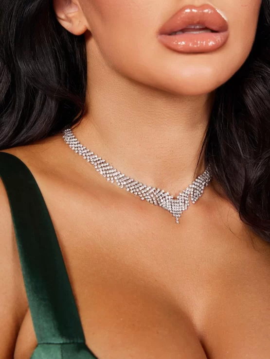 Rhinestone Glamorous Tassel Decor Necklace