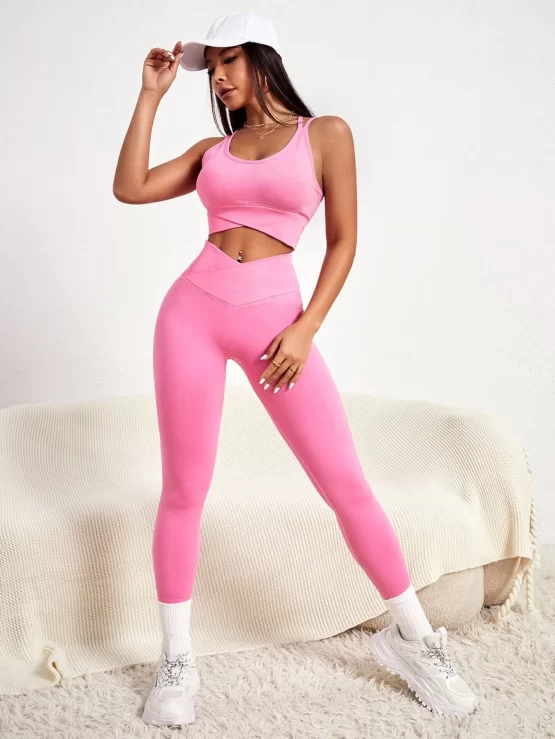 Criss Cross Back Wide Waistband Sports Set