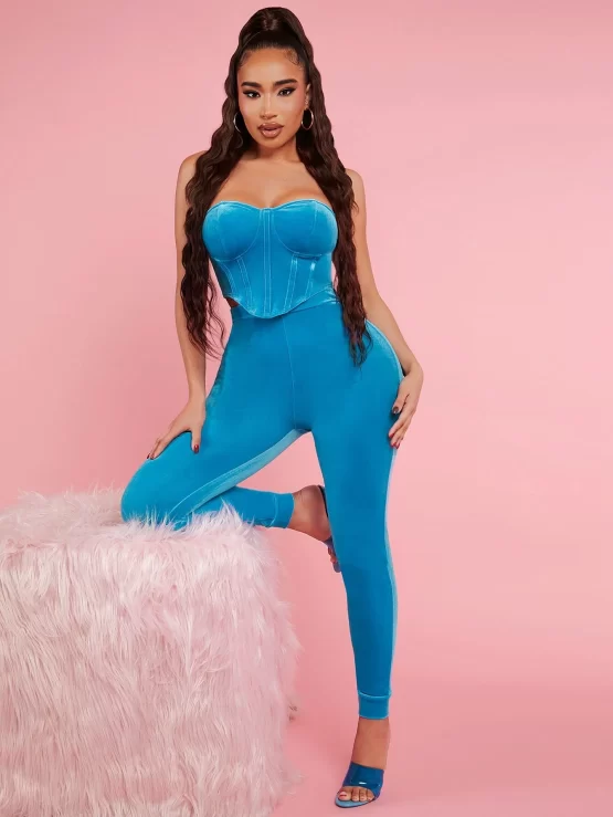 Solid Sexy Asymmetrical Tube Top & Leggings Set