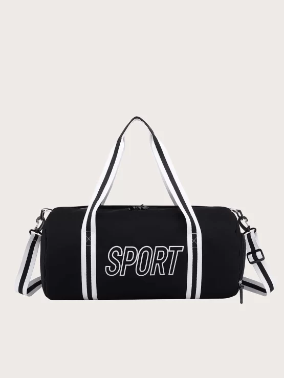 Adjustable Striped & Letter Graphic Training Bag