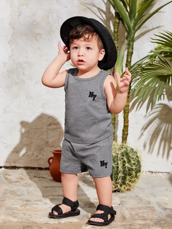 Baby Letter Graphic Tank Top & Track Shorts