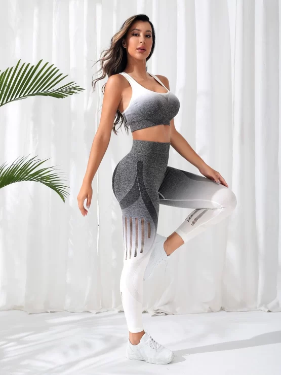 Seamless Super Elastic Hollow Out Ombre Sports Set