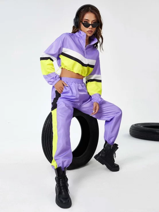 EZwear Color Block Half Zip Jacket & Jogger Pants