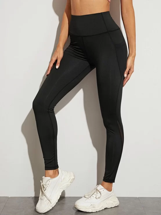 Contrast Mesh Side Pocket Sports Leggings - Image 7