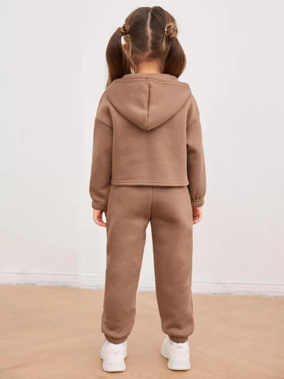 Toddler Girls Slogan & Butterfly Print Drop Shoulder Hoodie & Sweatpants - Image 3