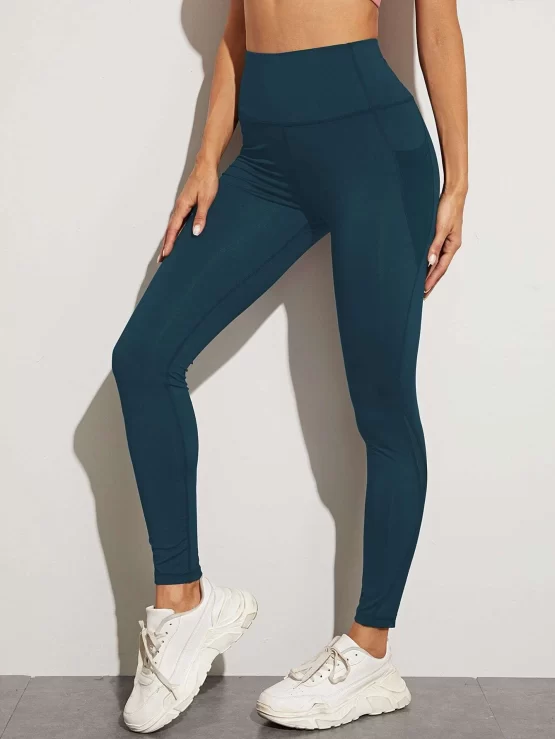 Contrast Mesh Side Pocket Sports Leggings - Image 2