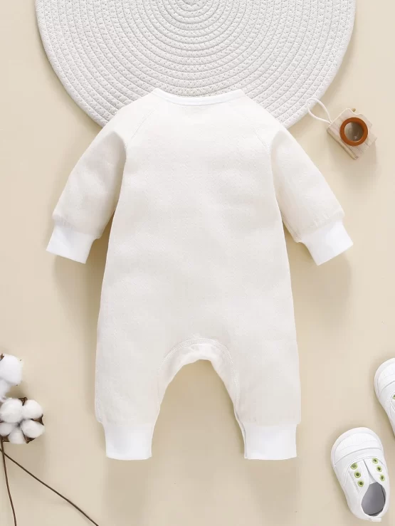 Baby Cartoon & Music Note Knot Side Print Jumpsuit - Image 3