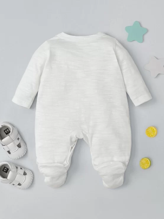 Baby Cartoon & Letter Patched Detail Footed Sleep Graphic Jumpsuit - Image 2