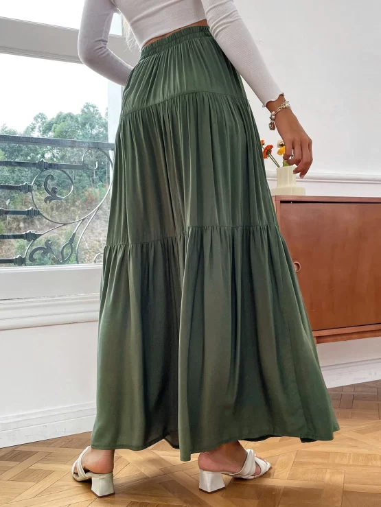 EMERY ROSE Solid High Waist Ruffle Hem Skirt - Image 3