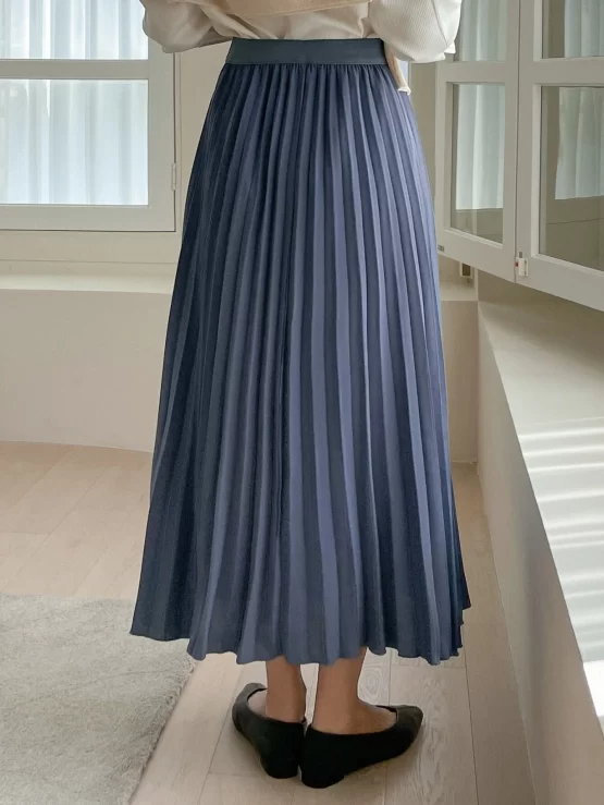 DAZY High Waist Solid Pleated Split Skirt - Image 3