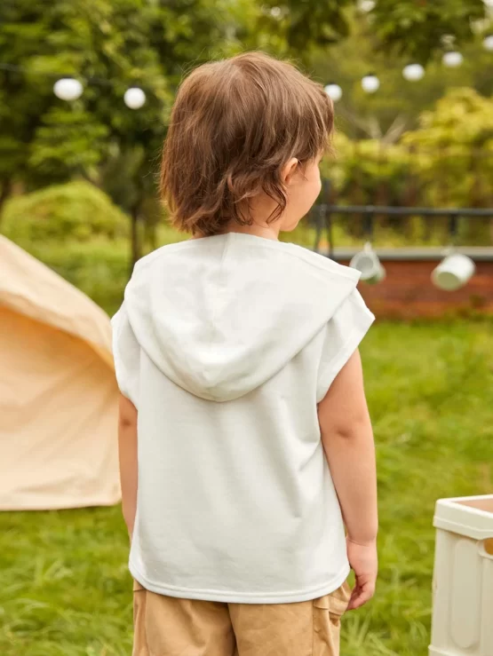Toddler Boys Dinosaur & Letter Graphic Hooded Tank Front Top - Image 3