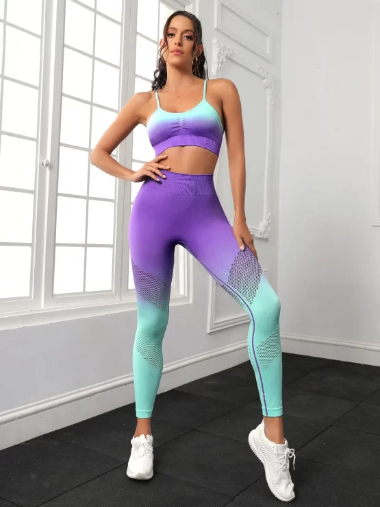 Ombre Print Wideband Waist Sports Set - Image 3