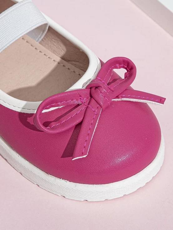 Girls Bow Decor Contrast Binding Slip On Front Sneakers - Image 2