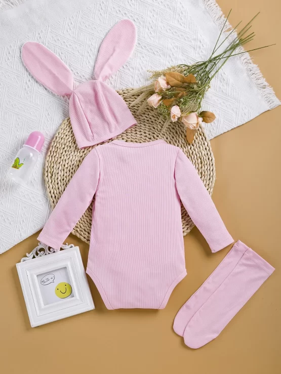 Baby Rib-knit Tee Bodysuit & Accessory Hat & Socks - Image 2