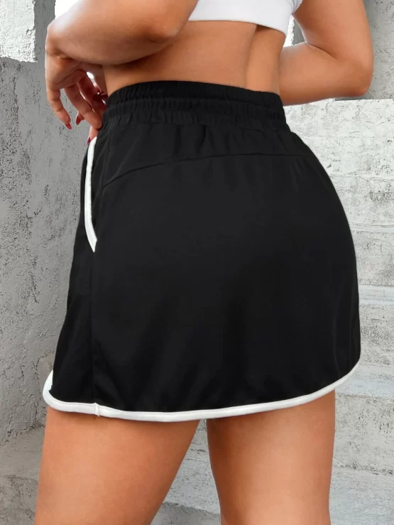 Contrast Binding Drawstring Waist Sports Skort - Image 3