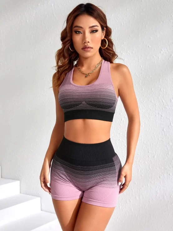 Seamless Ombre Wideband Waist Sports Set - Image 3