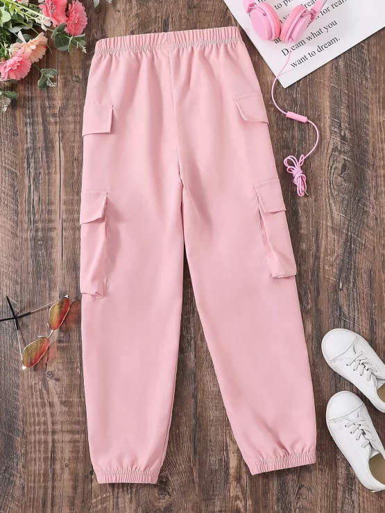 Girls Flap Side Casual Cargo Pocket Pants - Image 2