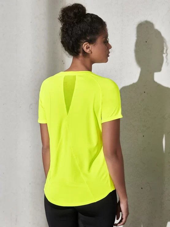 Neon Yellow Breathable Twist Front Sports Tee