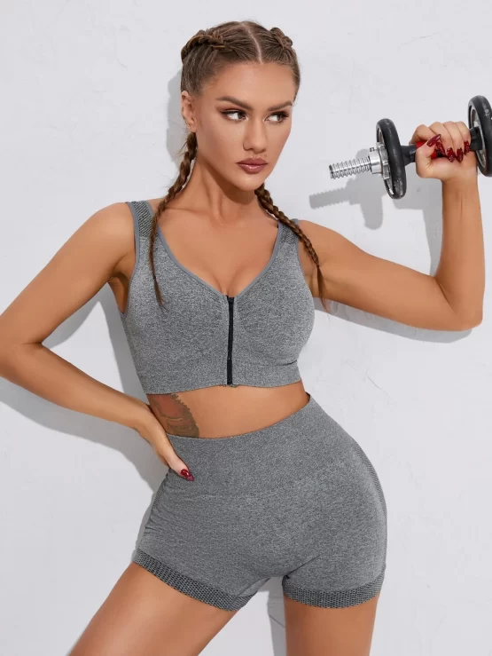 Seamless High Stretch Sports Bra With Biker Shorts