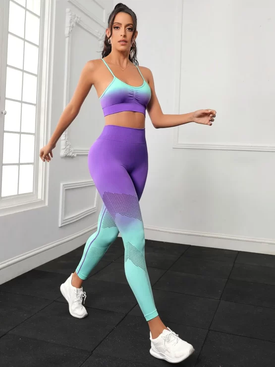 Ombre Print Wideband Waist Sports Set