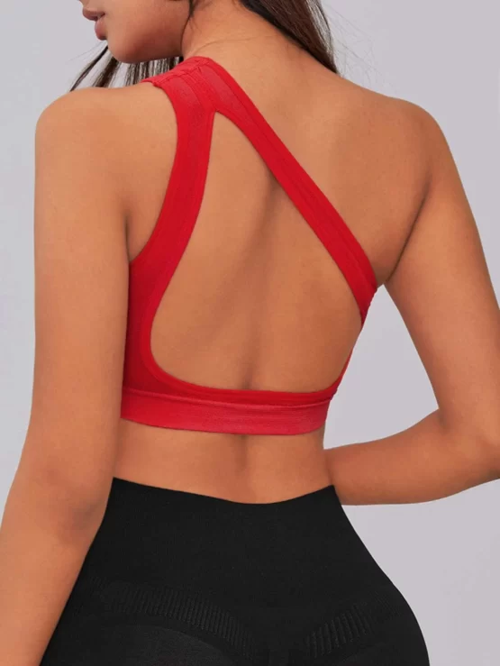 One Shoulder Backless Cut Out Sports Bra