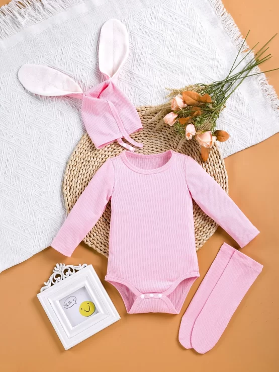 Baby Rib-knit Tee Bodysuit & Accessory Hat & Socks