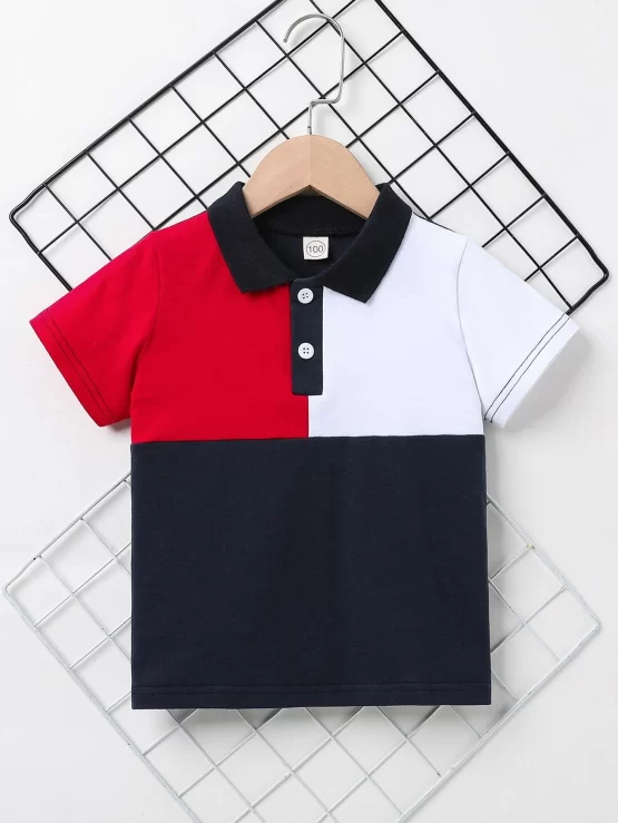 Toddler Boys Color Block Button Polo Shirt