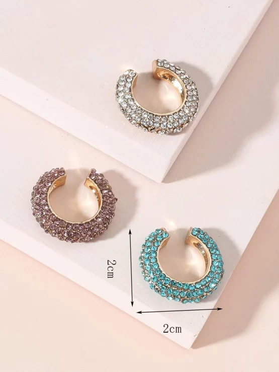 Three Pieces Fashionable Rhinestone Decor Ear Cuff - Image 3