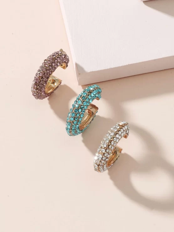 Three Pieces Fashionable Rhinestone Decor Ear Cuff - Image 2