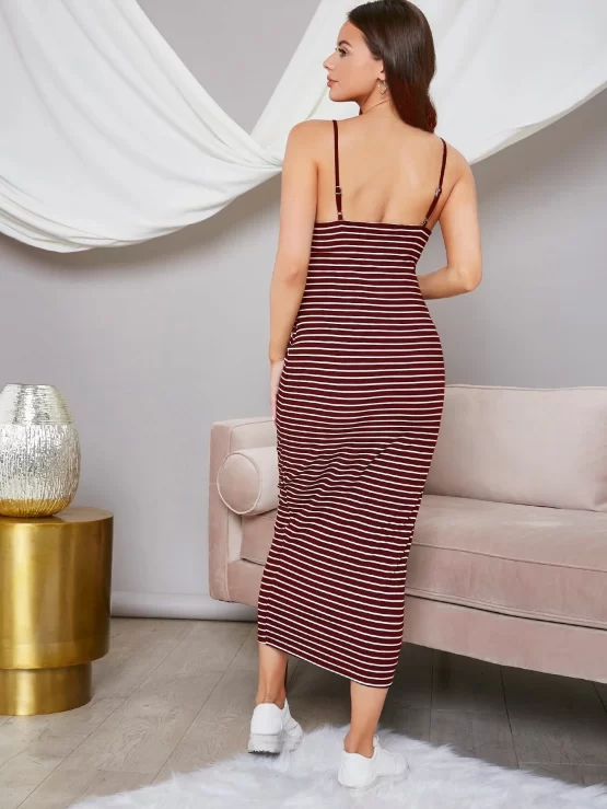 Maternity Split Button Striped Front Dress - Image 2