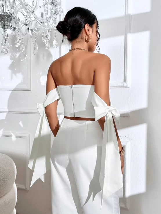 Knot Side Zipper Sexy Back Bustier Crop Top - Image 3