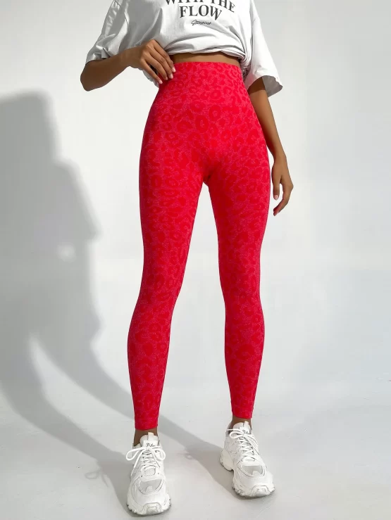 Leopard Print Tummy Control Sports Leggings - Image 4