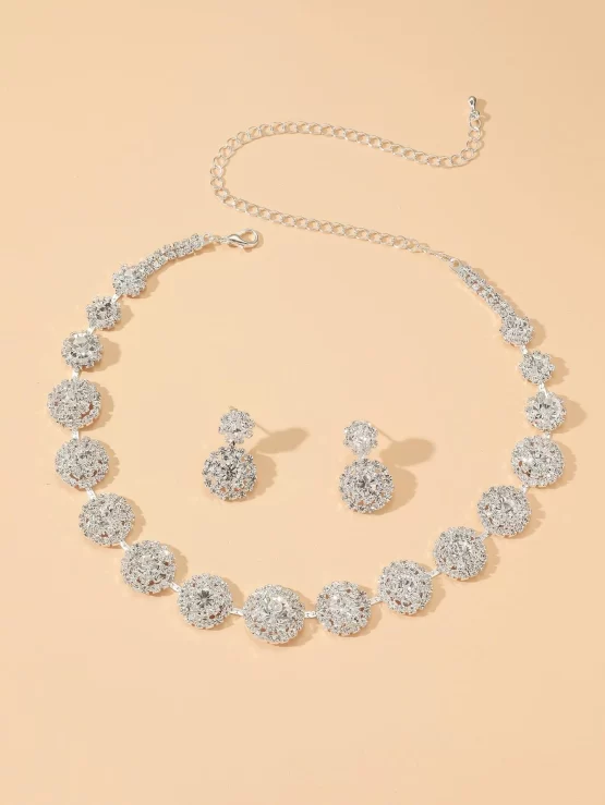 Three Pieces Rhinestone Decor Jewelry Set - Image 2