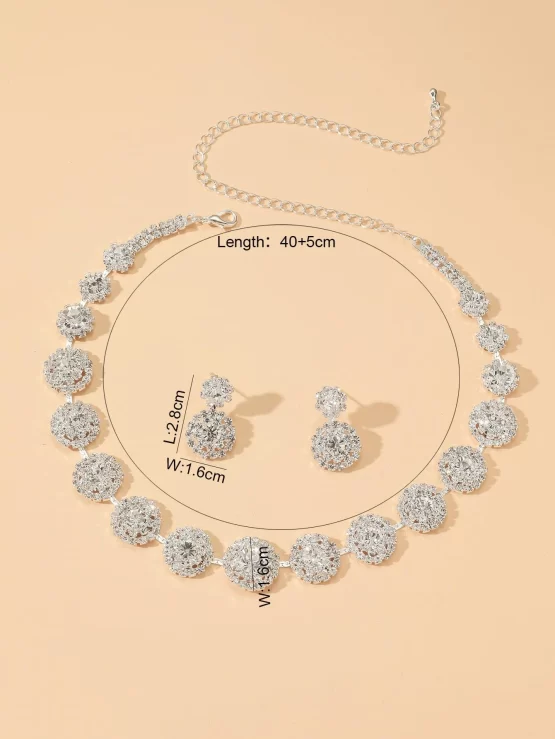 Three Pieces Rhinestone Decor Jewelry Set - Image 3