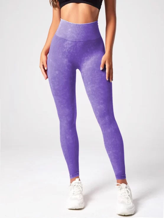 Tie Dye Long Tummy Control Sports Leggings - Image 2