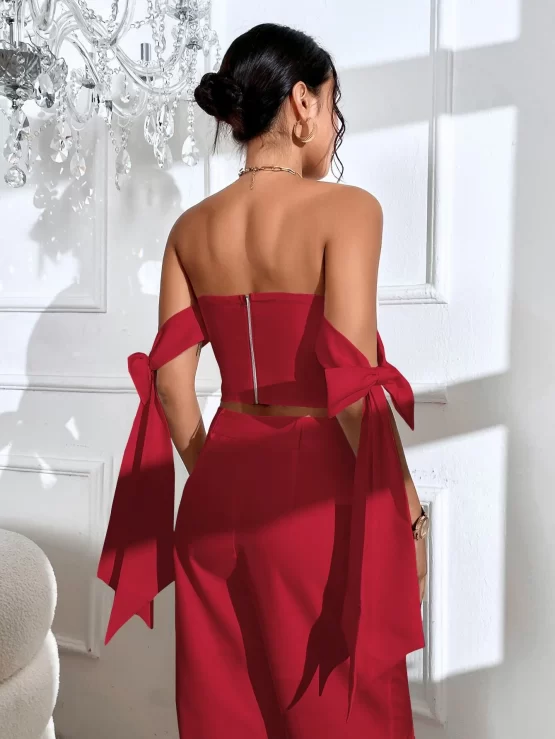Knot Side Zipper Sexy Back Bustier Crop Top - Image 4