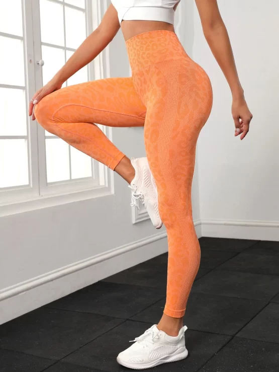 Leopard Print Tummy Control Sports Leggings - Image 3