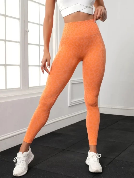 Leopard Print Tummy Control Sports Leggings - Image 2