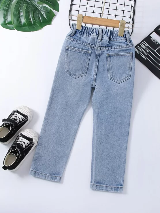 Toddler Boys Frayed Bleach Wash Ripped Jeans - Image 2