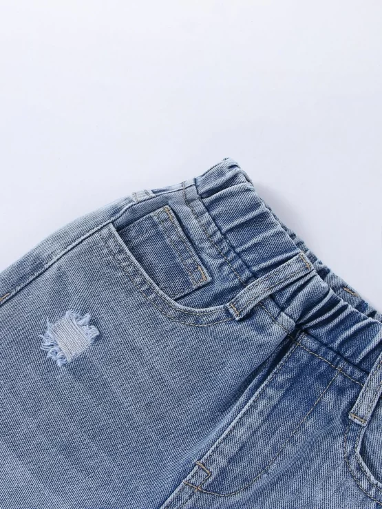 Toddler Boys Frayed Bleach Wash Ripped Jeans - Image 3