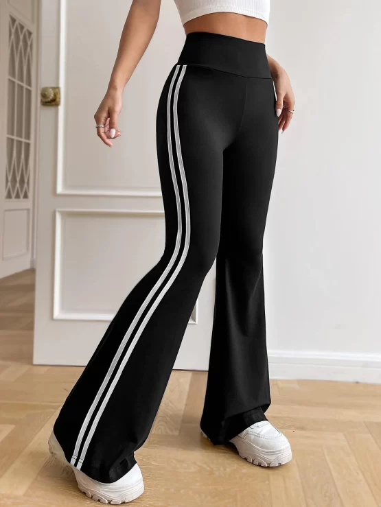 EZwear Striped Tape Side Flare Leg Pants - Image 7