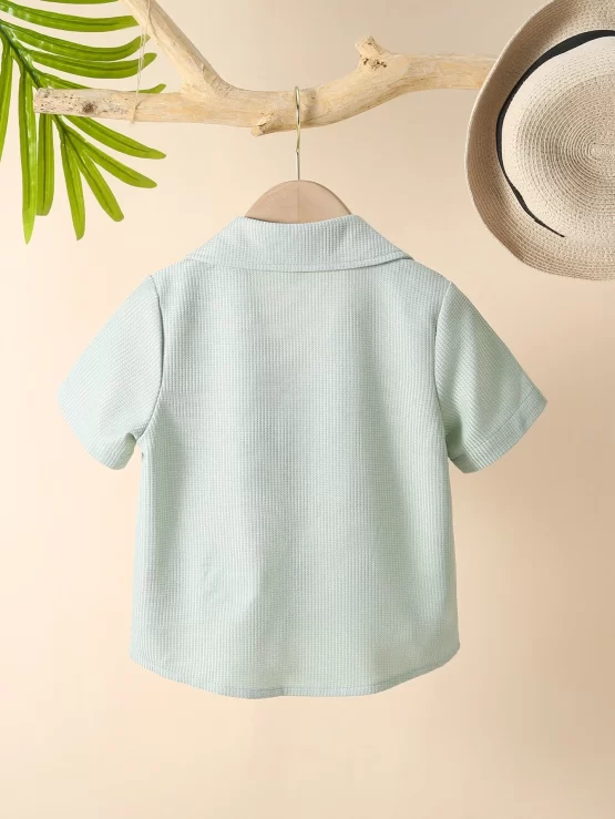 Toddler Boys Letter Patched Detail Pocket Front Sleeve Shirt - Image 3