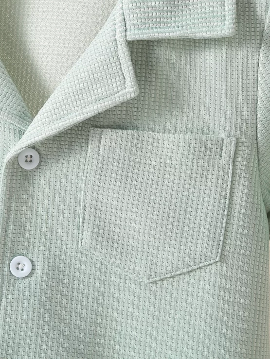 Toddler Boys Letter Patched Detail Pocket Front Sleeve Shirt - Image 2