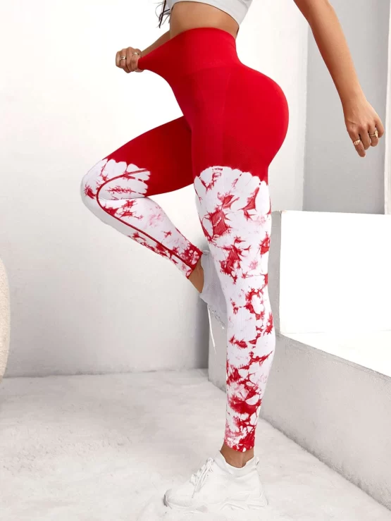Color Block Wideband Waist Sports Leggings - Image 2