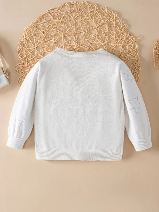 Baby Button Front Star Pointelle Knit Cardigan - Image 2