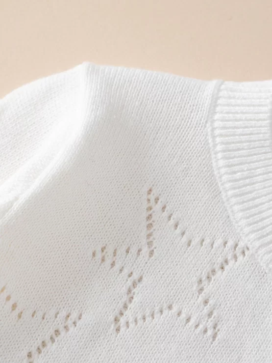 Baby Button Front Star Pointelle Knit Cardigan - Image 3