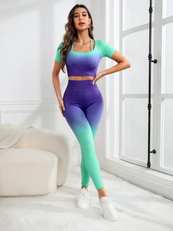 Ombre Halter Tummy Control Sports Set - Image 3