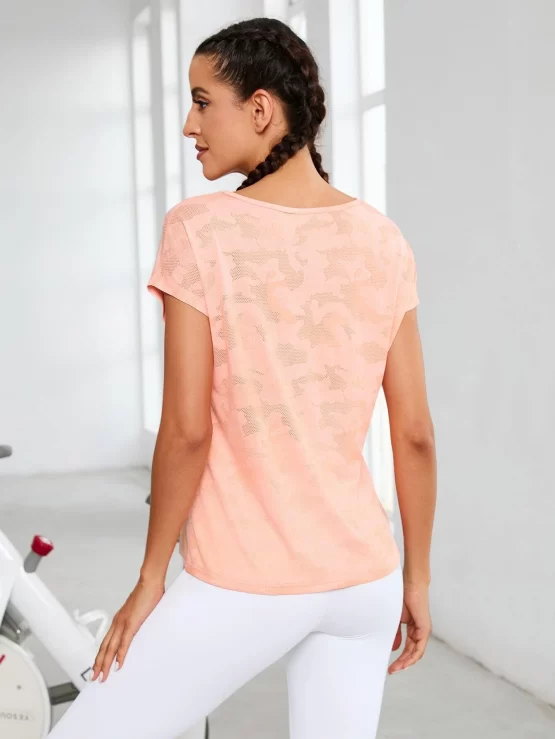 Camo Print Short Batwing Sleeve Sports Tee - Image 2