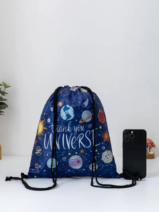 Kids Letter Graphic Drawstring Design Backpack - Image 2