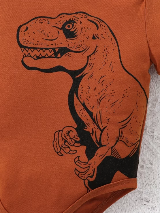 Baby Dinosaur Button Print Tee Bodysuit - Image 2